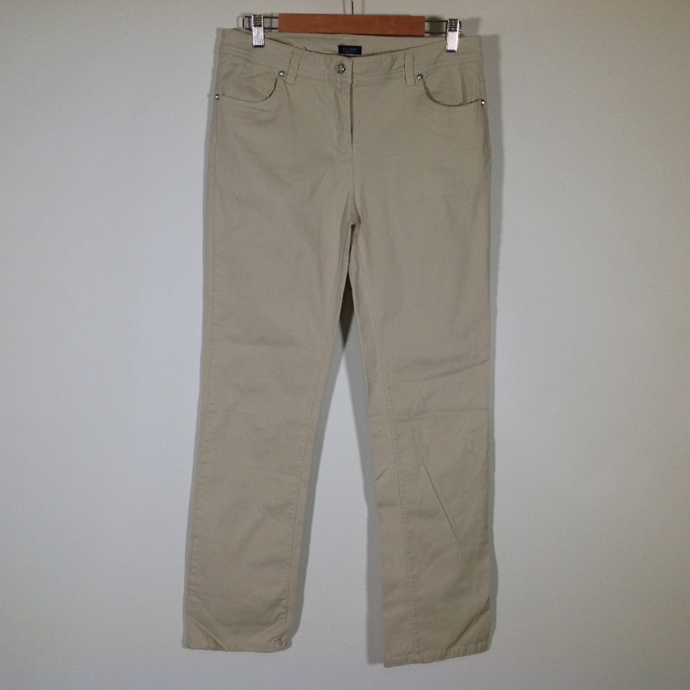 Bogari Pants Womens 10 Khaki Color Stretch Jeweled